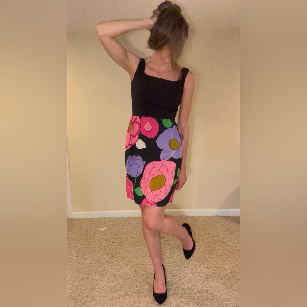 One of a Kind Vintage Black and Pink Floral Dress